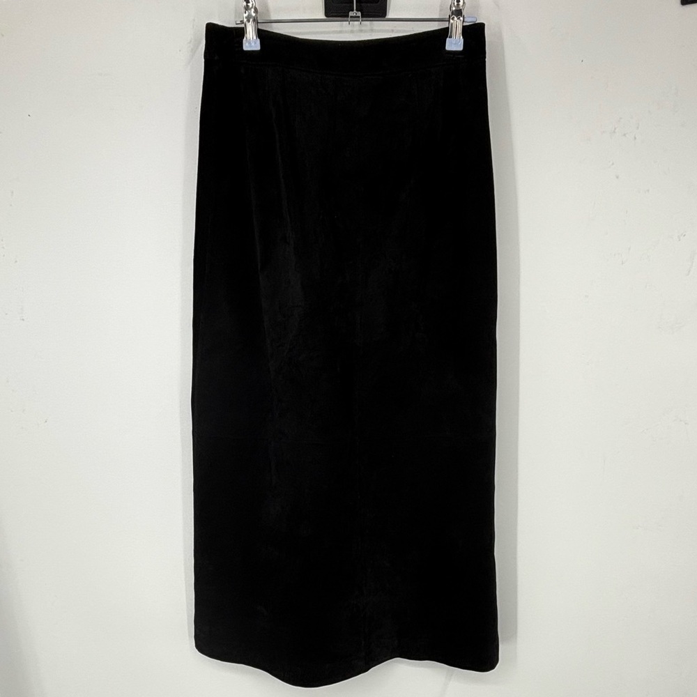 NWOT Vintage Lord & Taylor Genuine Leather A-line Midi Skirt Black‎ 4
